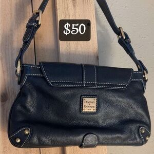 Dooney & Bourke Black Leather Shoulder Bag with Adjustable Strap